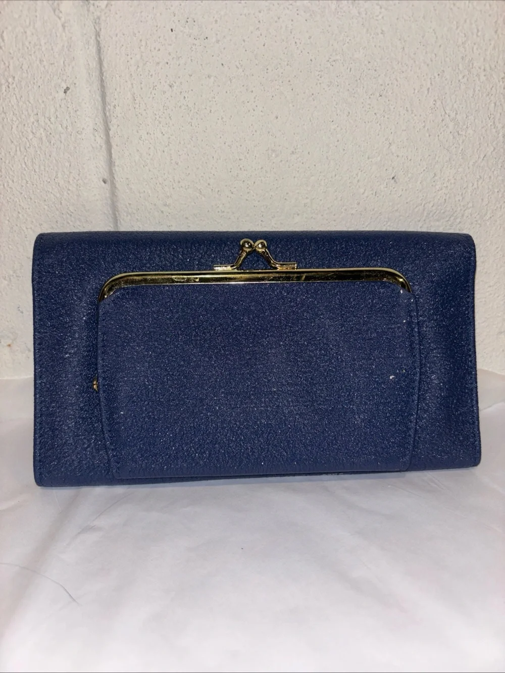 Vintage Buxton Checkbook calculator organizer wallet blue textured leather